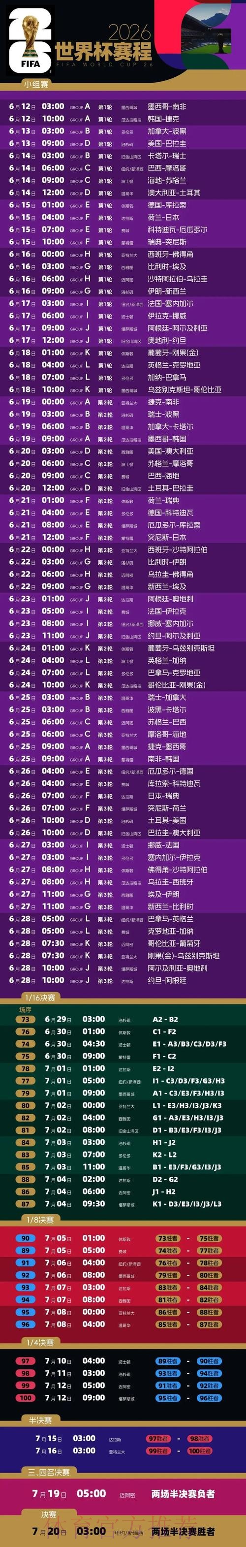 2026世界杯比赛时间实时更新全程直播直播平台